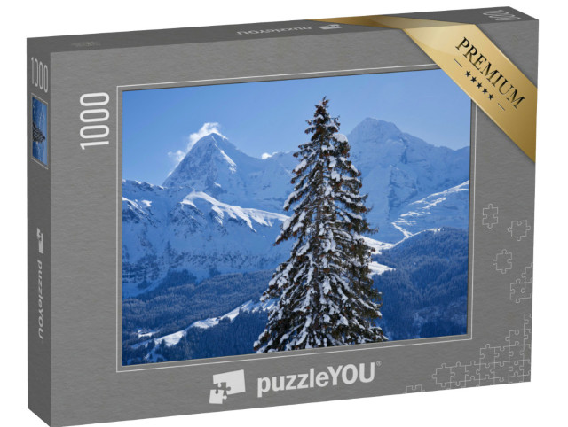 Puzzle 1000 Teile „Panorama der Berner Alpen mit den Berggipfeln Eiger und Mönch, Schweiz“