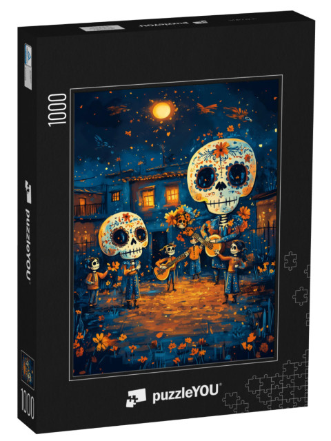 Puzzle 1000 Teile „Totenkopf Konzert Halloween“