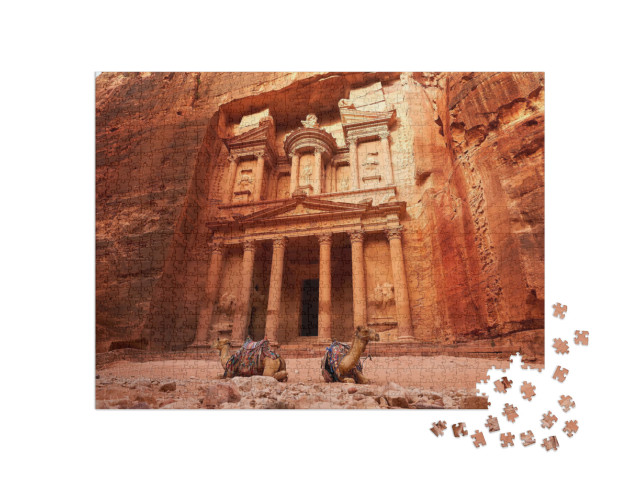 Puzzle 1000 Teile „Al Khazneh: Schatzkammer der antiken Stadt Petra, Jordanien“