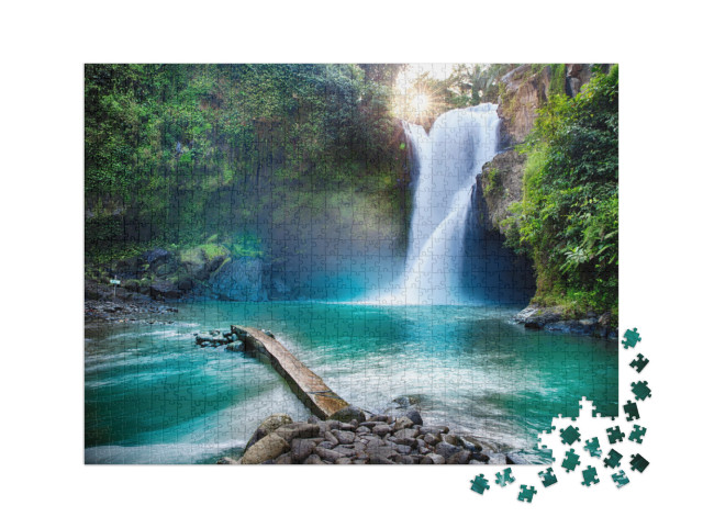 Puzzle 1000 Teile XXL „Wasserfall versteckt im tropischen Dschungel“