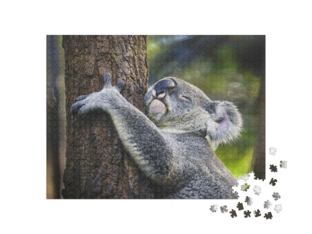 Puzzle 1000 Teile „Müder Koala am Baum“