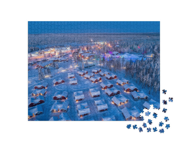 Puzzle 1000 Teile „Verschneites Weihnachtsmanndorf in Rovaniemi, Finnland“