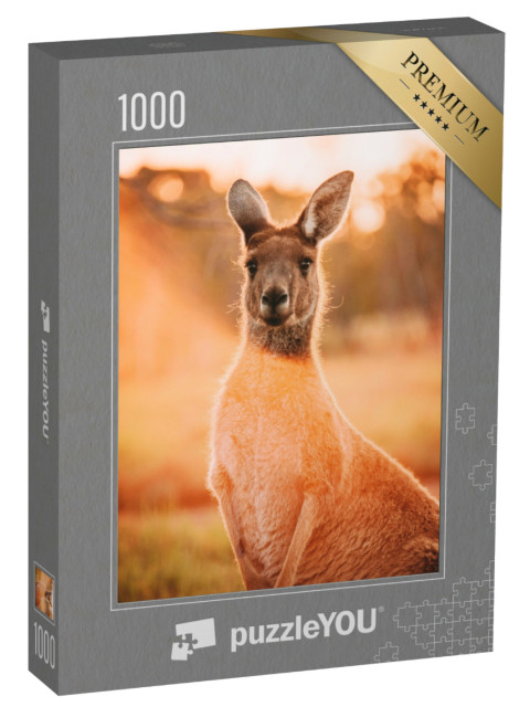 Puzzle 1000 Teile „Känguru im Sonnenuntergang, Perth, Westaustralien“