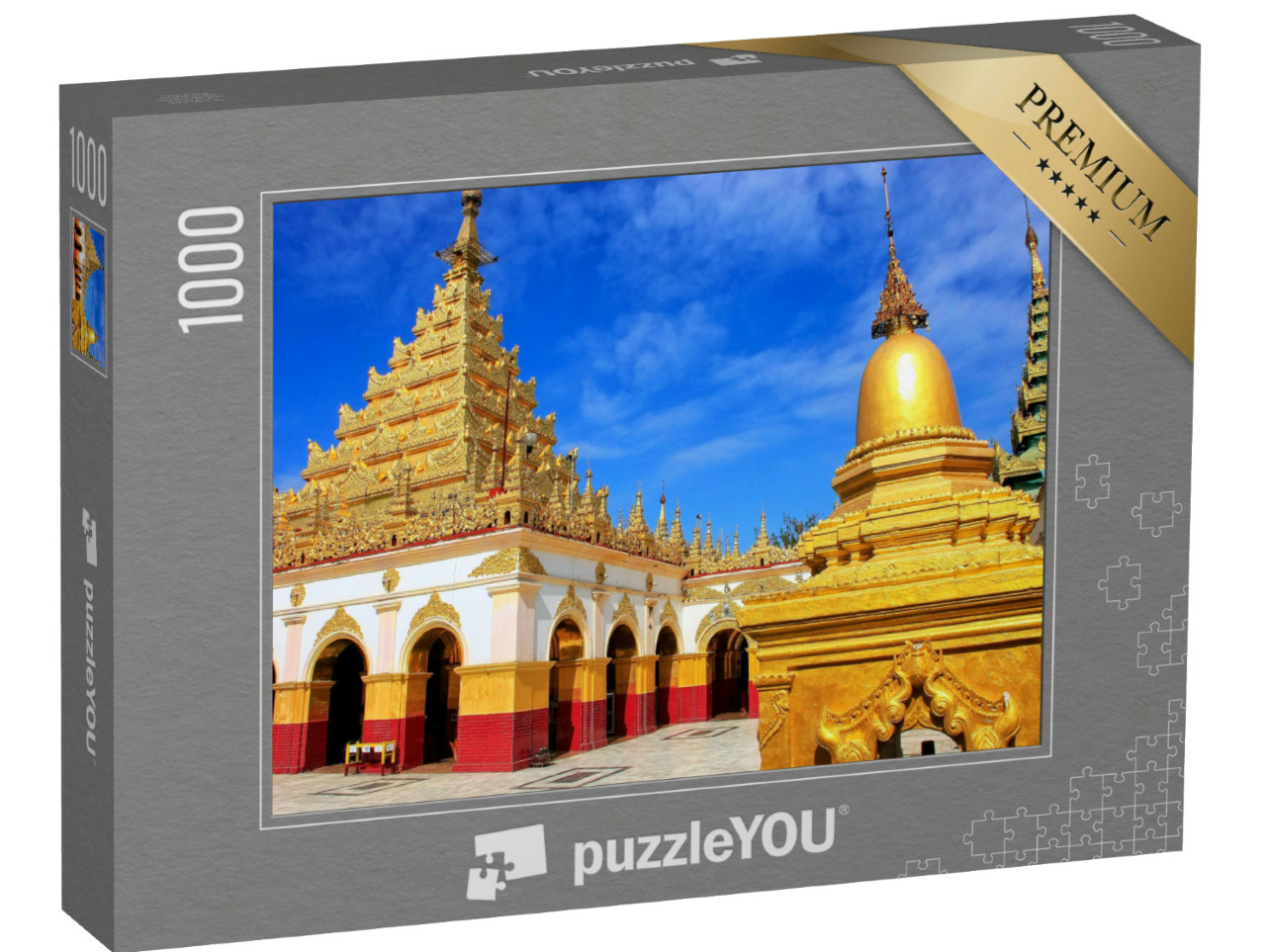 Puzzle 1000 Teile „Golden glänzende Mahamuni-Pagode in Mandalay, Myanmar“