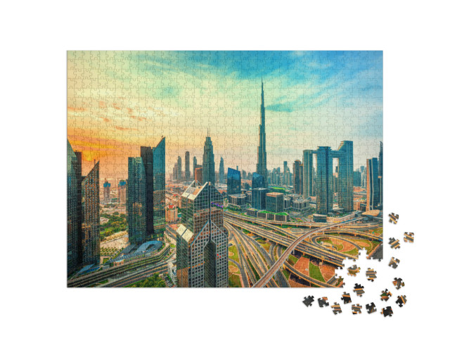 Puzzle 1000 Teile „Dubais Stadtzentrum mit Wolkenkratzern“
