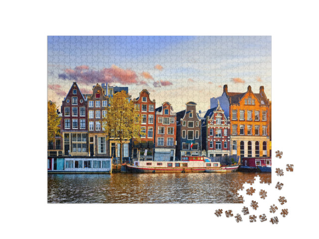 Puzzle 1000 Teile „Tanzende Häuser von Amsterdam, Niederlande“