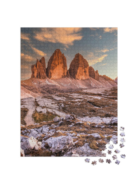 Puzzle 1000 Teile „Die Drei Zinnen am Abend, Südtirol, Italien“