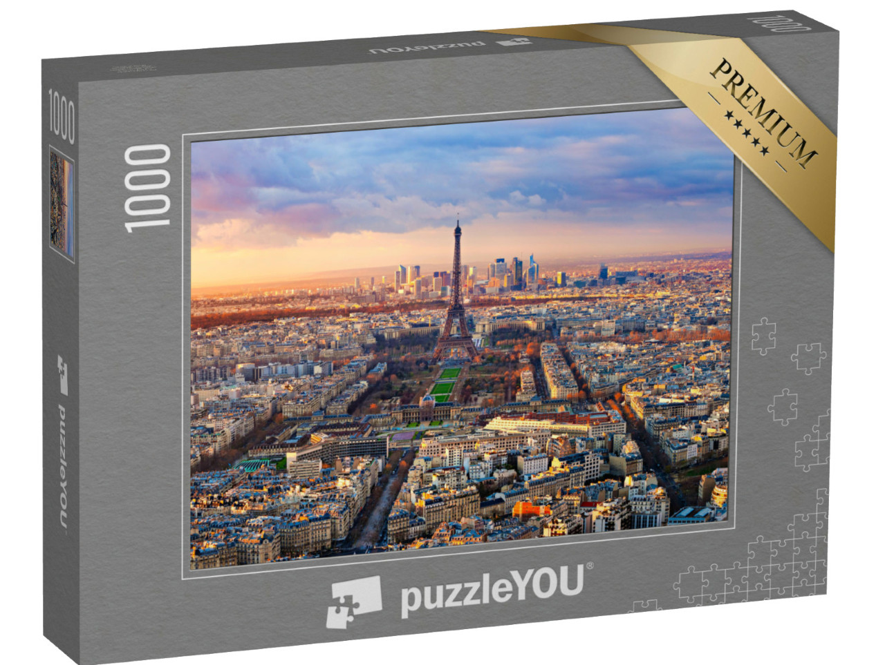 Puzzle 1000 Teile „Luftaufnahme von Paris im Sonnenuntergang“