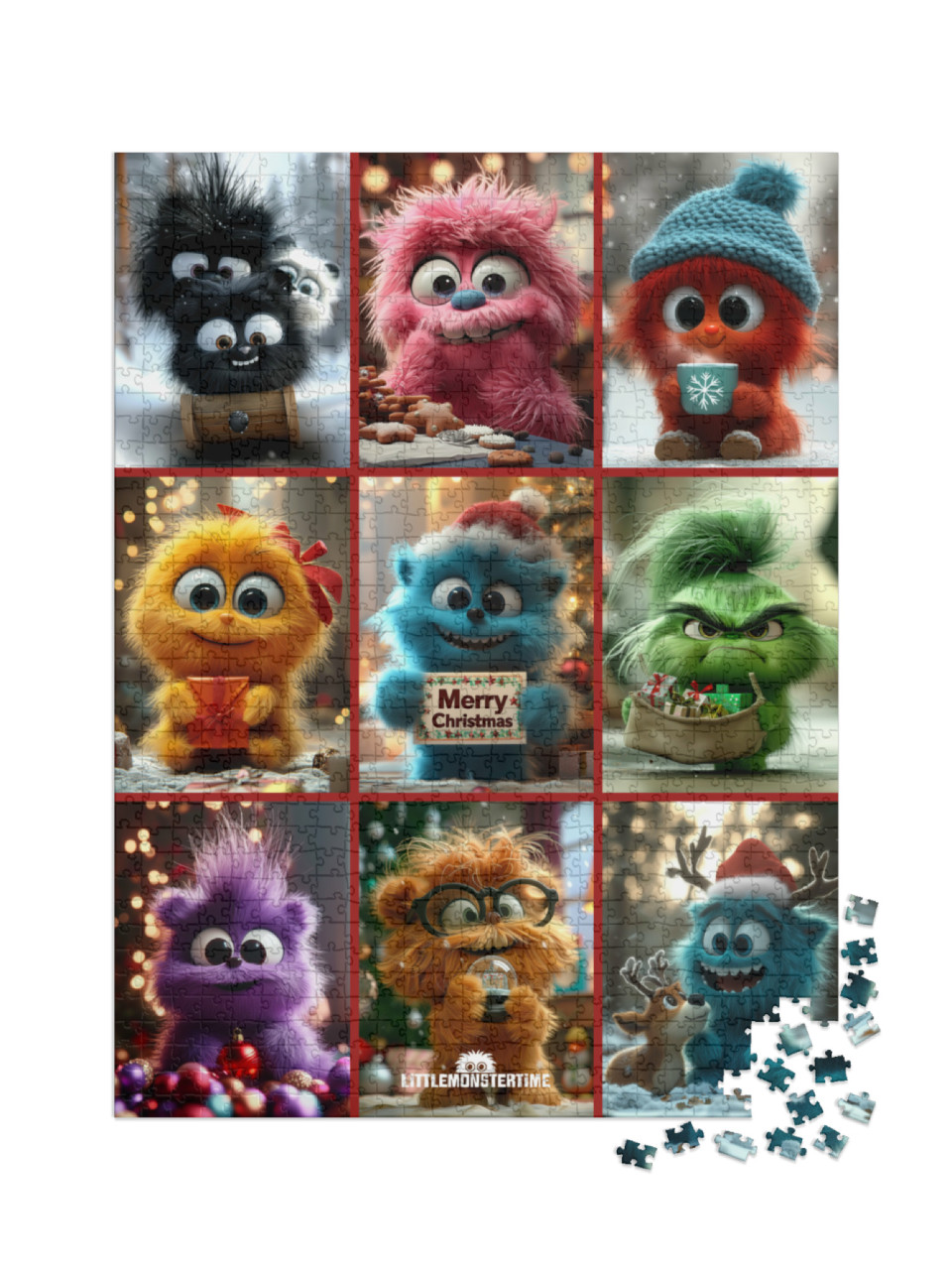 Puzzle 1000 Teile XXL „LITTLEMONSTERTIME: Weihnachtscollage“