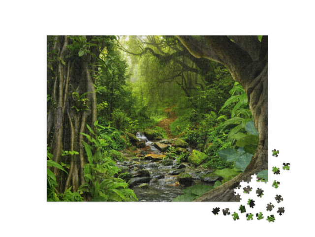Puzzle 1000 Teile „Tropischer Dschungel mit Fluss“