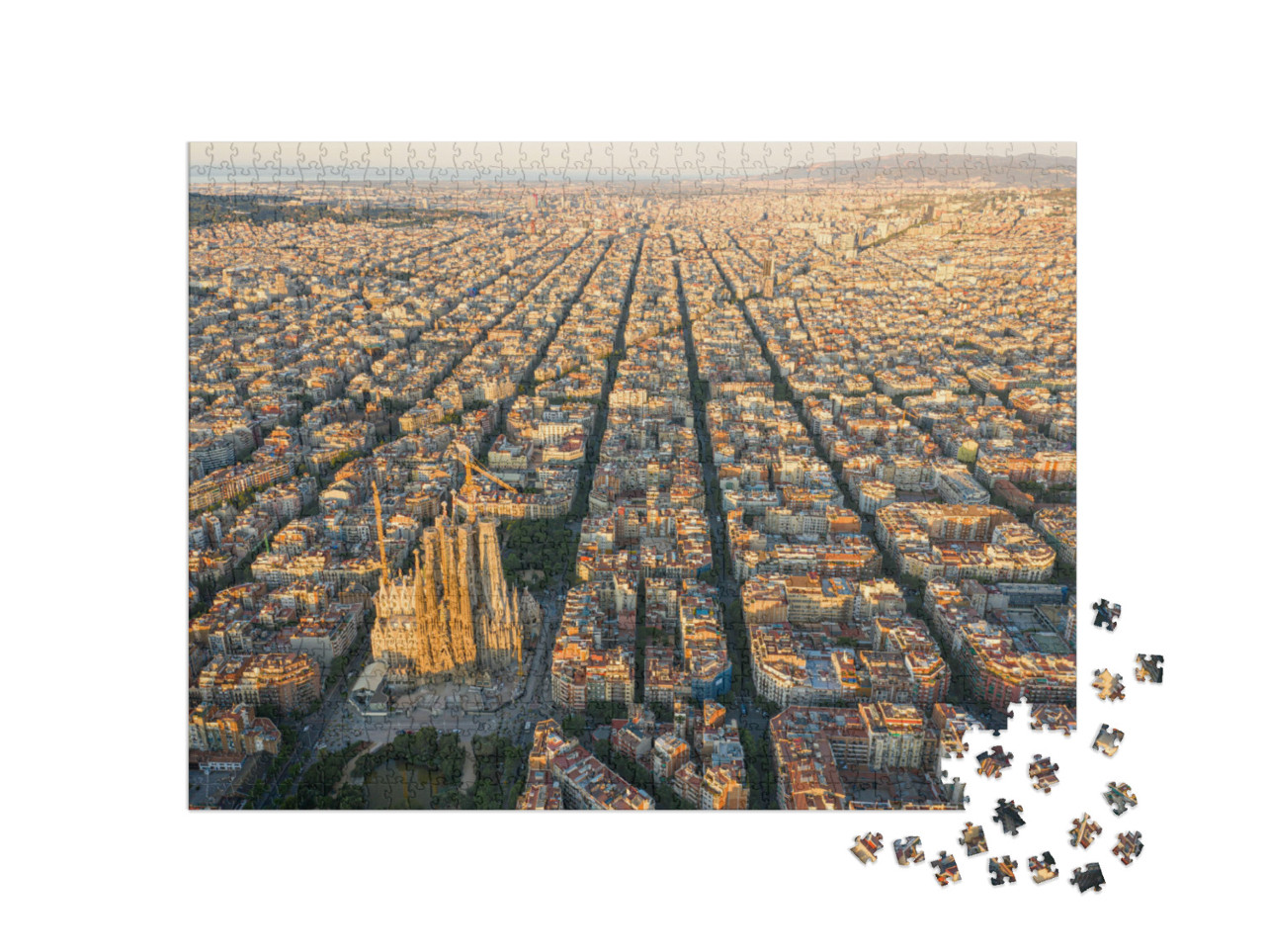 Puzzle 1000 Teile „Atemberaubende Luftaufnahme der Stadt Barcelona, Spanien“