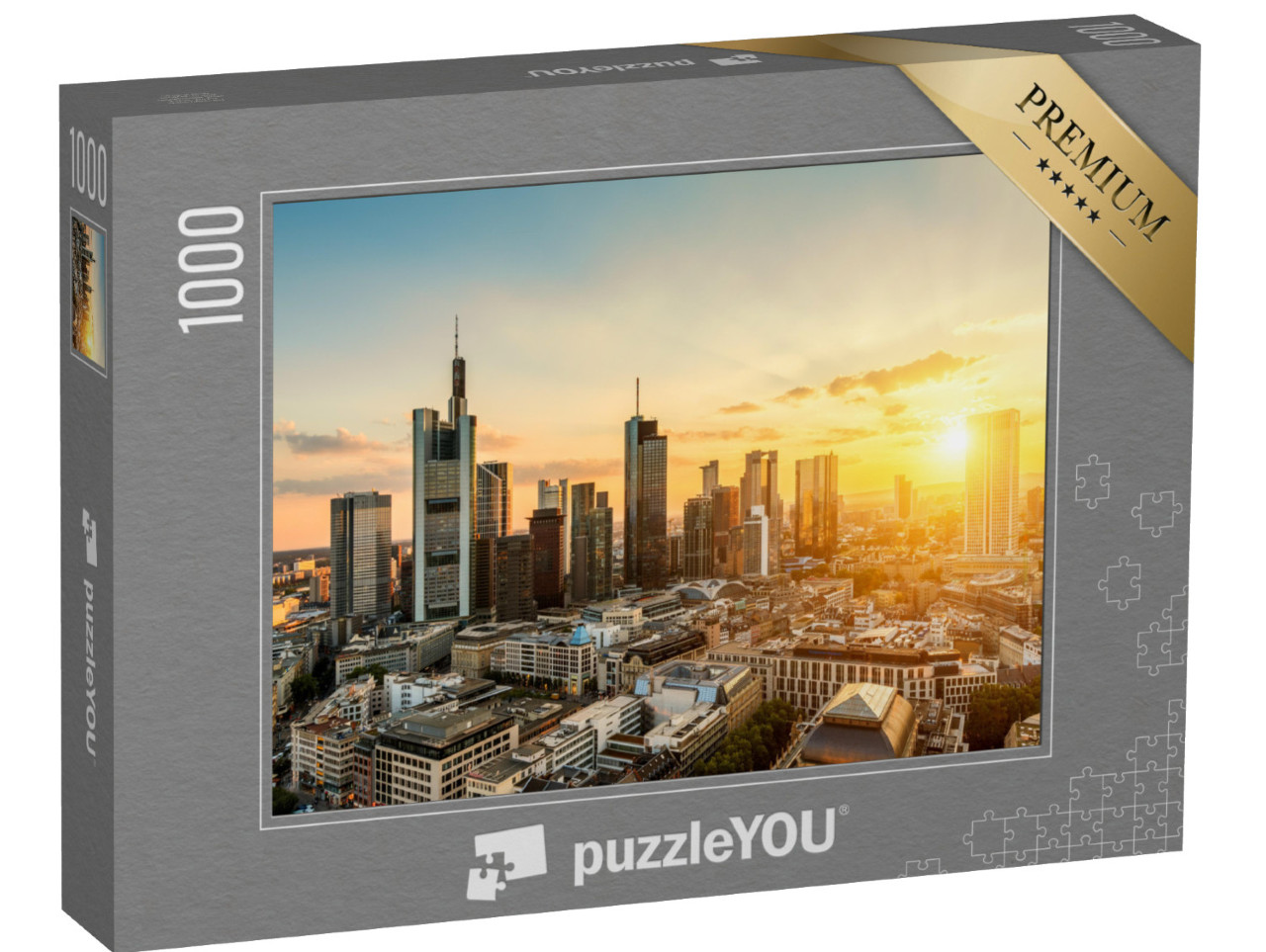 Puzzle 1000 Teile „Skyline von Frankfurt am Main bei Sonnenuntergang“