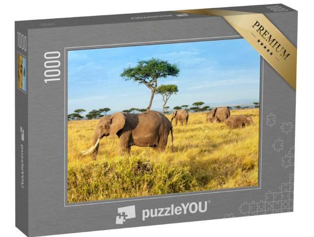 Puzzle 1000 Teile „Afrikanische Elefanten im Maasai Mara National Reserve, Kenia“