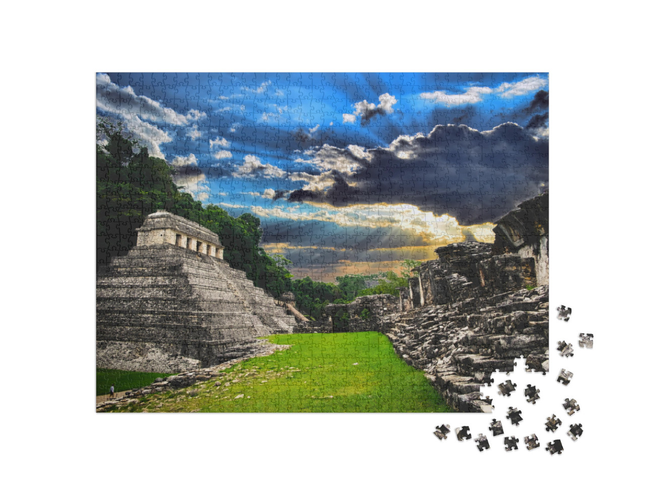 Puzzle 1000 Teile „ Maya-Ruinen von Palenque, Mexiko“