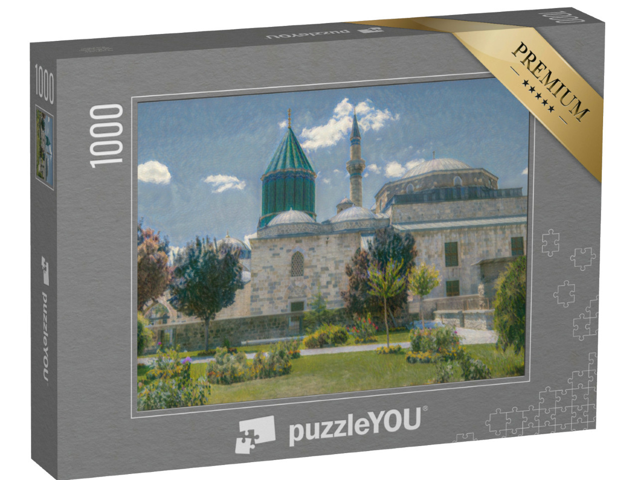 Puzzle 1000 Teile „im Kunst-Stil von Claude Monet - Mevlana Celaleddin Rumi Grab und Museum, Konya Türkei“