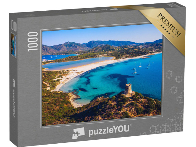 Puzzle 1000 Teile „Torre di Porto Giunco Turm und Simius Strand, Sardinien, Italien“