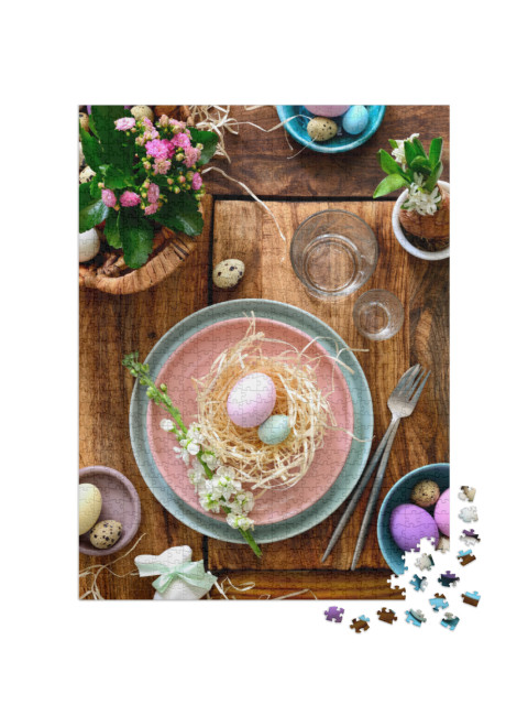 Puzzle 1000 Teile „Liebevoll dekorierter Ostertisch“