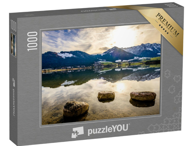 Puzzle 1000 Teile „Wilder Kaiser und Zahmer Kaiser am Walchsee in Österreich“