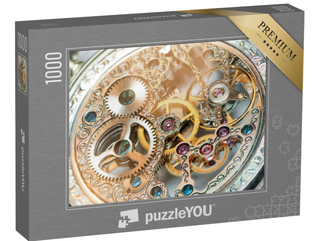 Puzzle 1000 Teile „Nahaufnahme eines schönen alten Uhrenwerks“