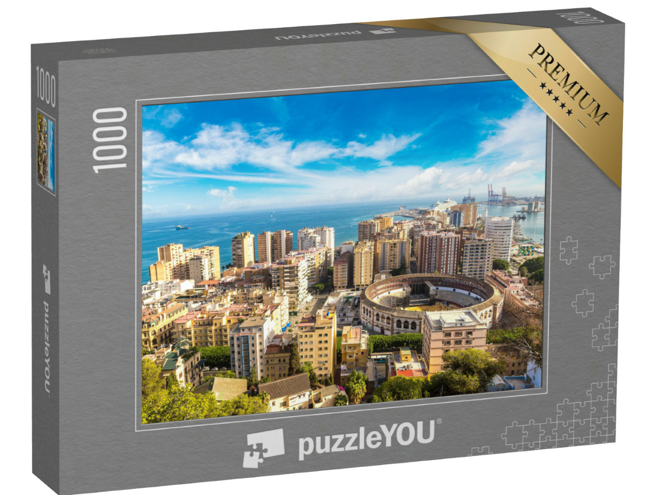 Puzzle 1000 Teile „Panoramaluftbild von Malaga, Spanien“