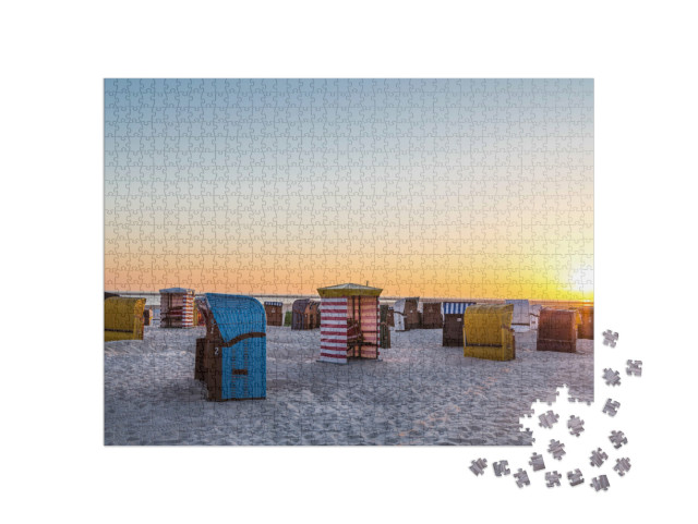 Puzzle 1000 Teile „Sonnenuntergang an der Nordsee, Borkum, Deutschland“