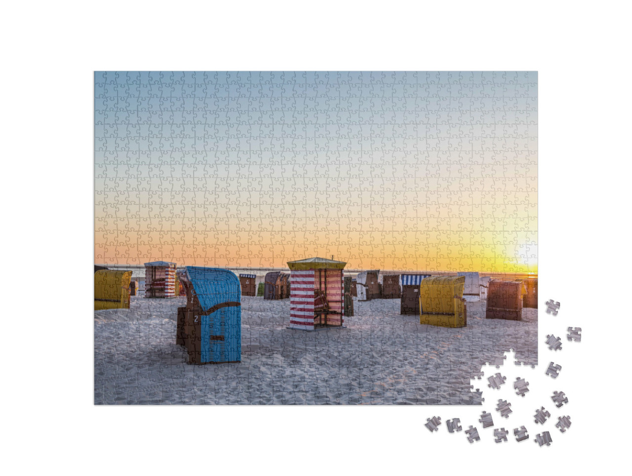 Puzzle 1000 Teile „Sonnenuntergang an der Nordsee, Borkum, Deutschland“