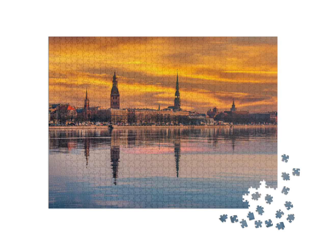 Puzzle 1000 Teile „Stadtbild von Riga, Lettland“