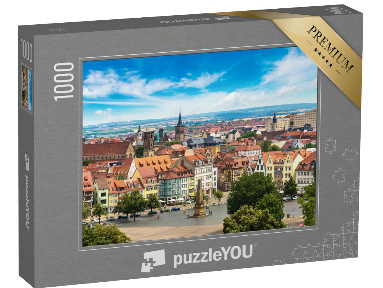 Puzzle 1000 Teile „Luft-Panorama von Erfurt im Sommer, Deutschland“