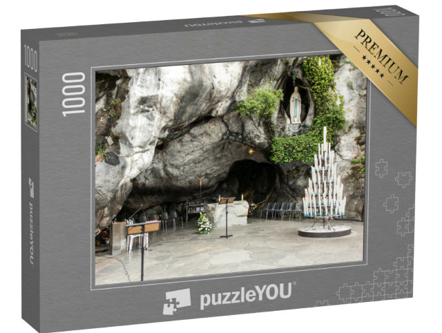 Puzzle 1000 Teile „Marienstatue in der Grotte von Massabielle in Lourdes, Frankreich“