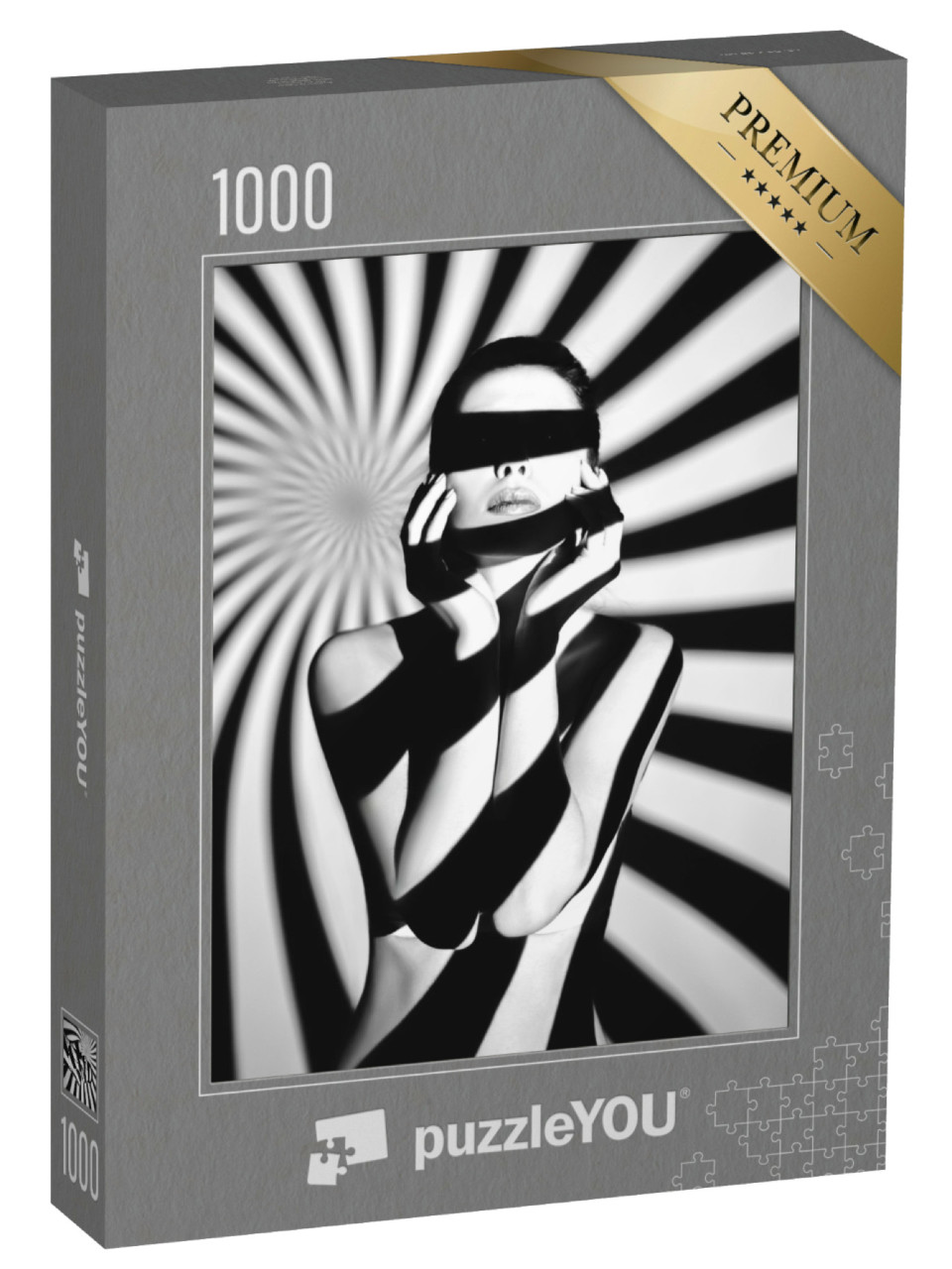 Puzzle 1000 Teile „Porträt einer jungen Frau im Licht eines Projektors “