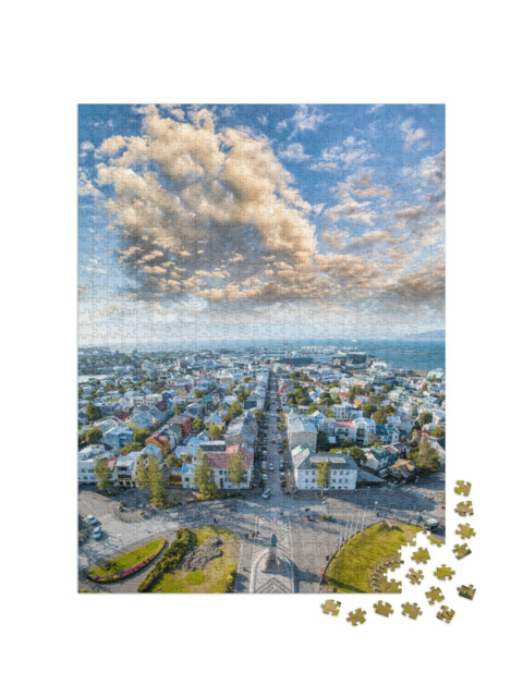 Puzzle 1000 Teile „Blick von der Hallgrimskirkja, Island“