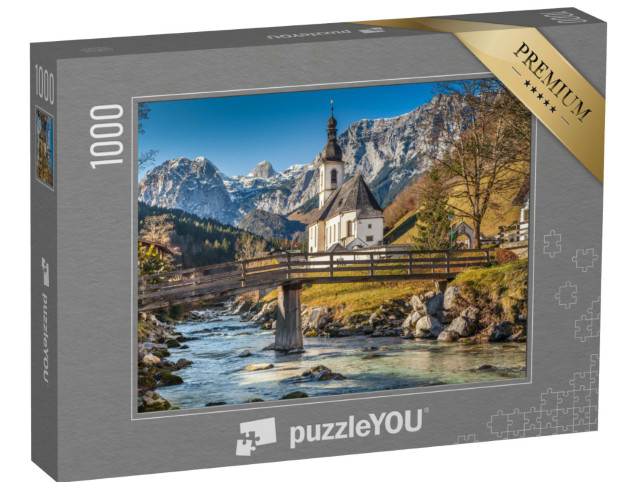 Puzzle 1000 Teile „Pfarrkirche St. Sebastian im Herbst, Ramsau, Deutschland“