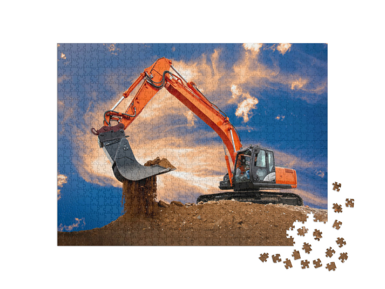 Puzzle 1000 Teile „Bagger bei der Arbeit auf einer Baustelle“