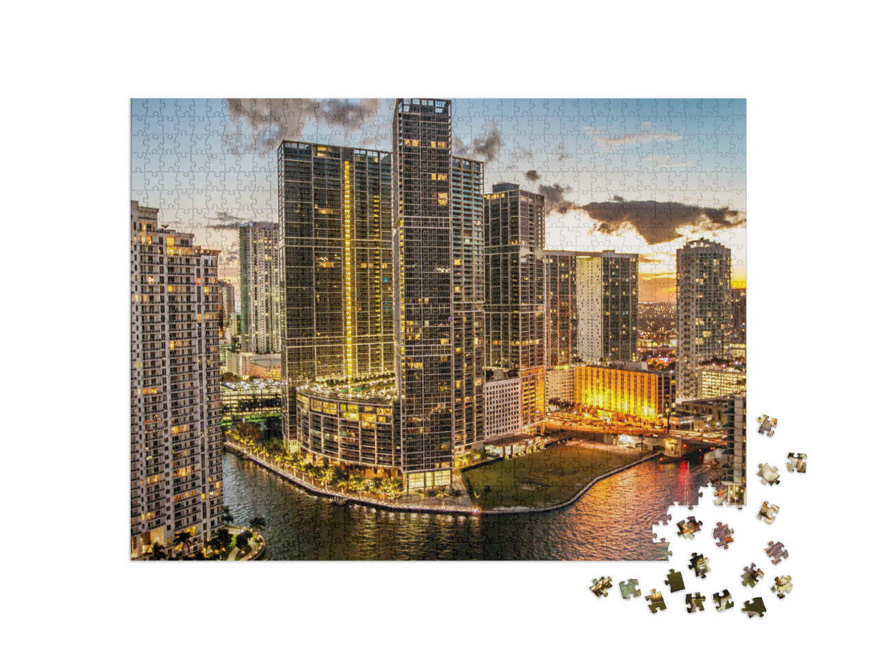 Puzzle 1000 Teile „Miami in der Abenddämmerung“