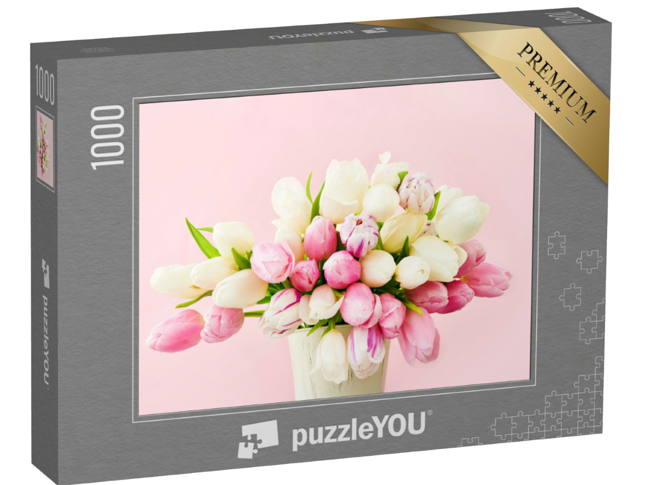 Puzzle 1000 Teile „Blumenbouquet aus rosa und weißen Tulpen“