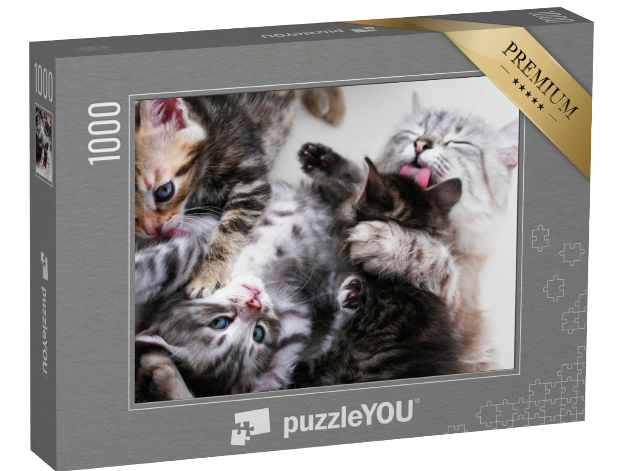 Puzzle 1000 Teile „Mutterkatze und Kätzchen“