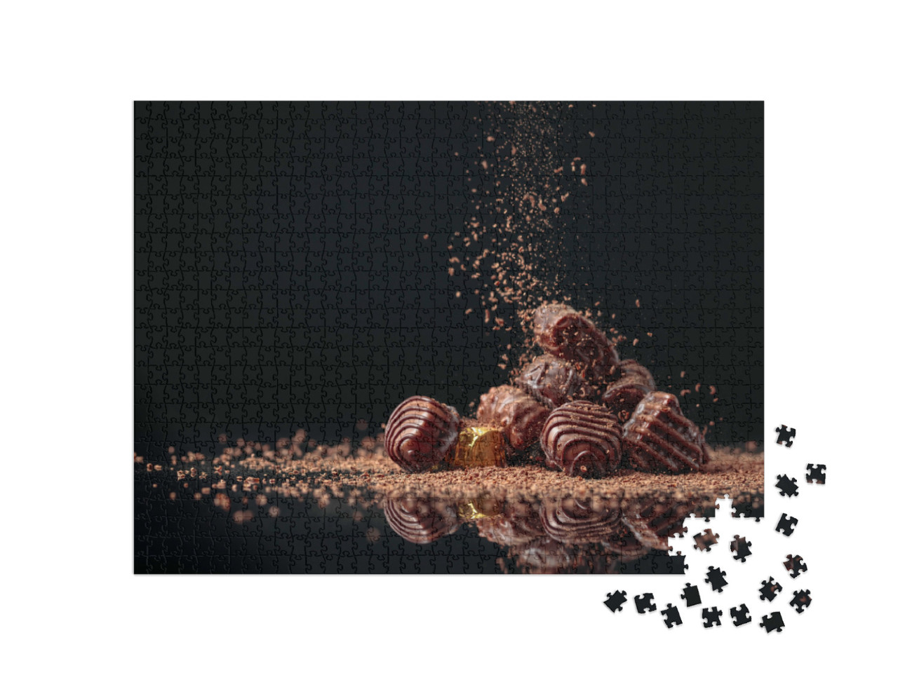 Puzzle 1000 Teile „Schokoladenbonbons, bestreut mit Schokoladensplittern“