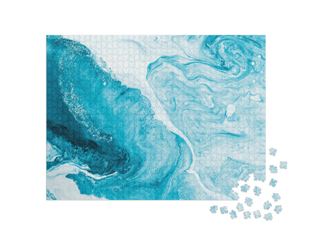 Puzzle 1000 Teile „Marmor-Textur in Blau mit Weiß“