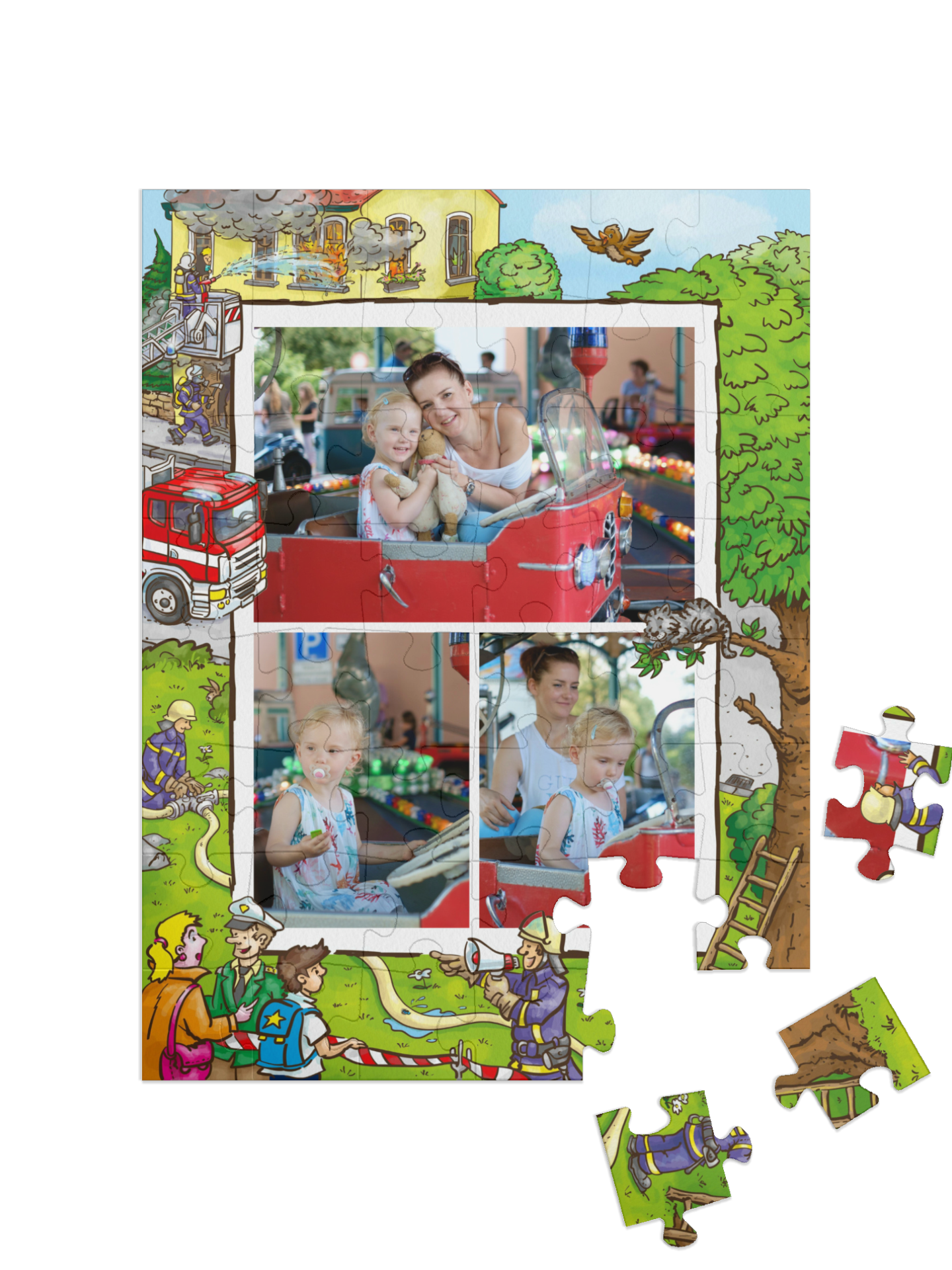 „Beim Helfen“ in Hochformat Collage
