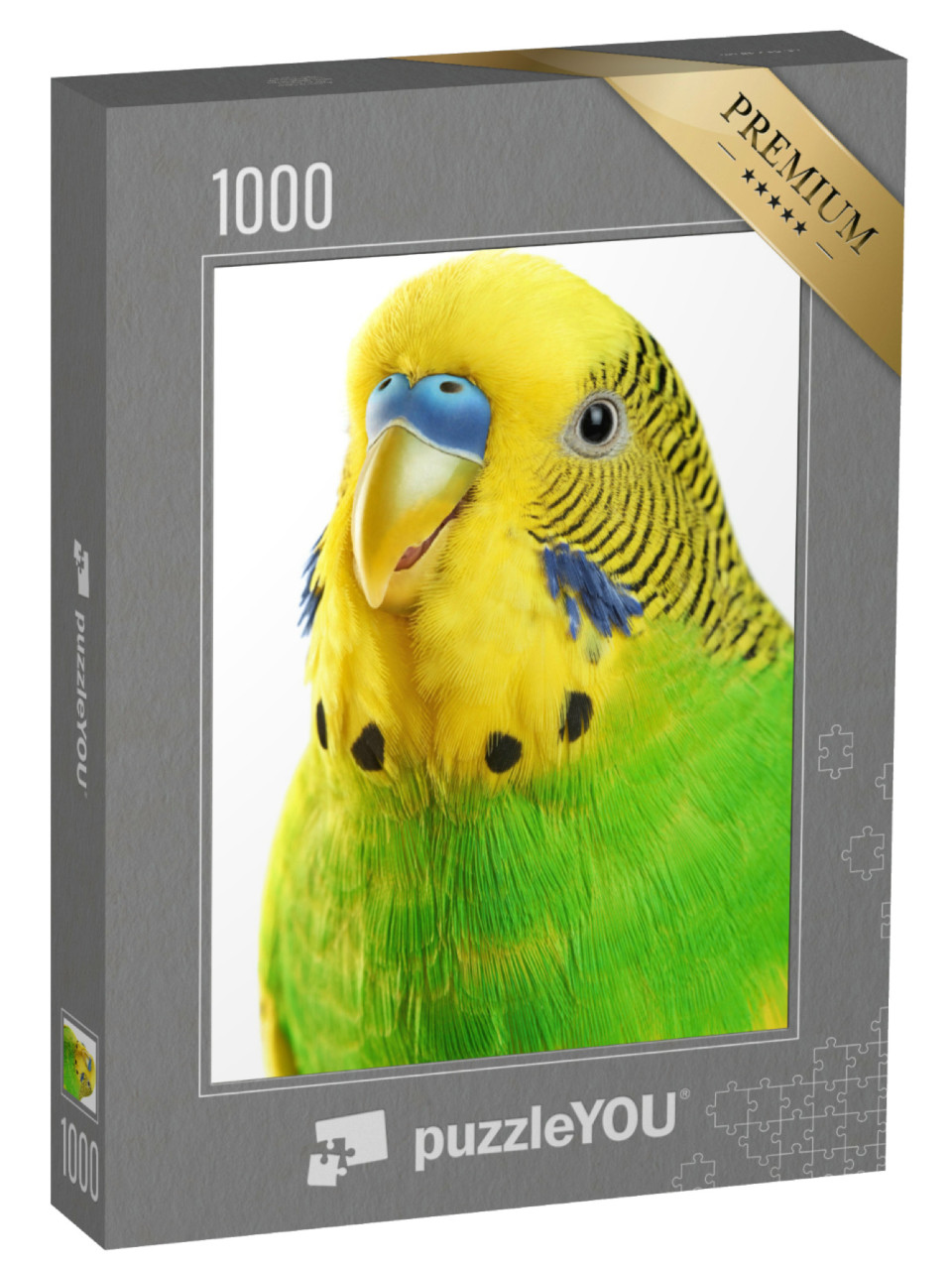 Puzzle 1000 Teile „Porträt eines gelbgrünen Wellensittichs“