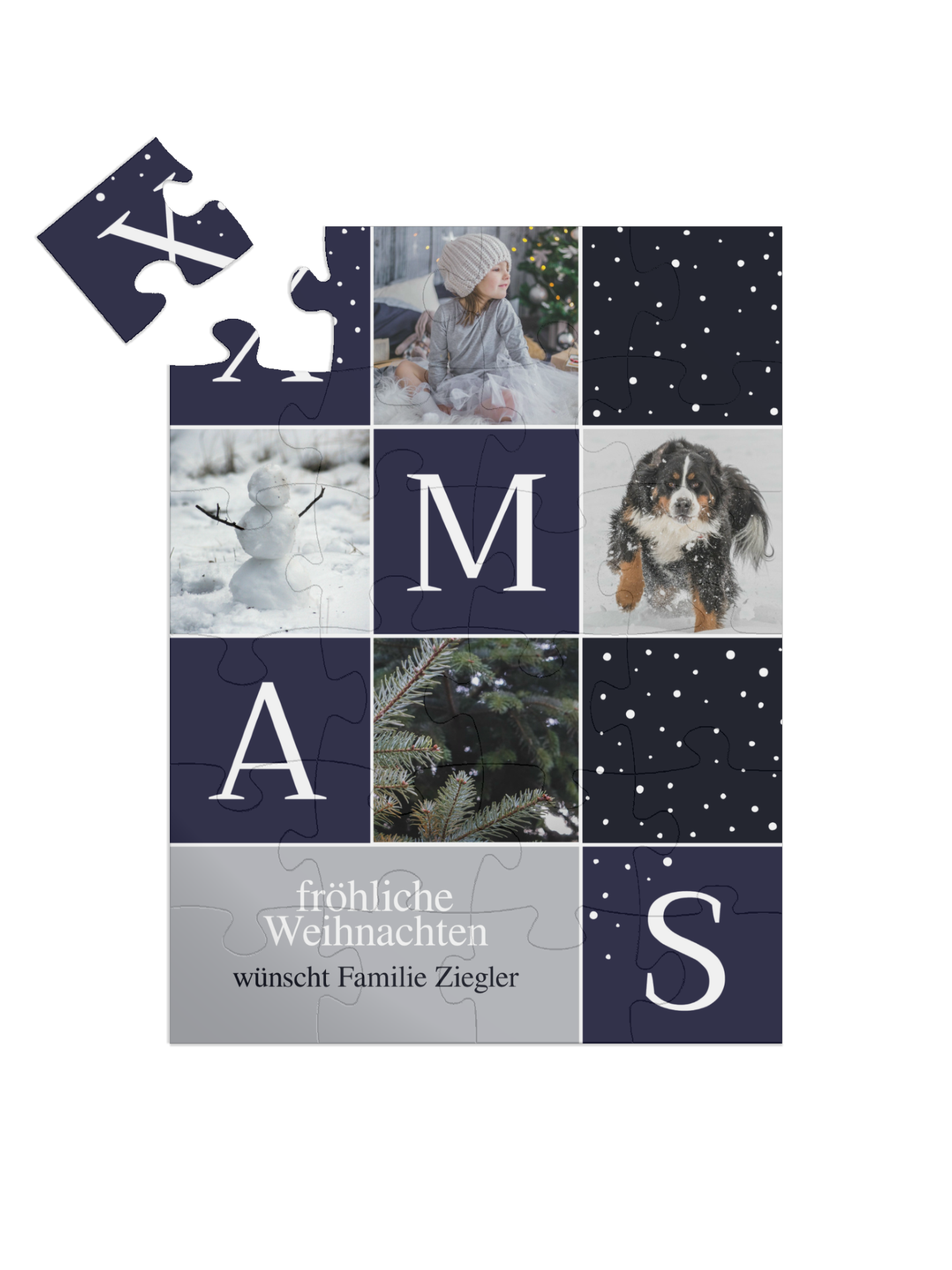 "Xmas" in Hochformat nachtblau