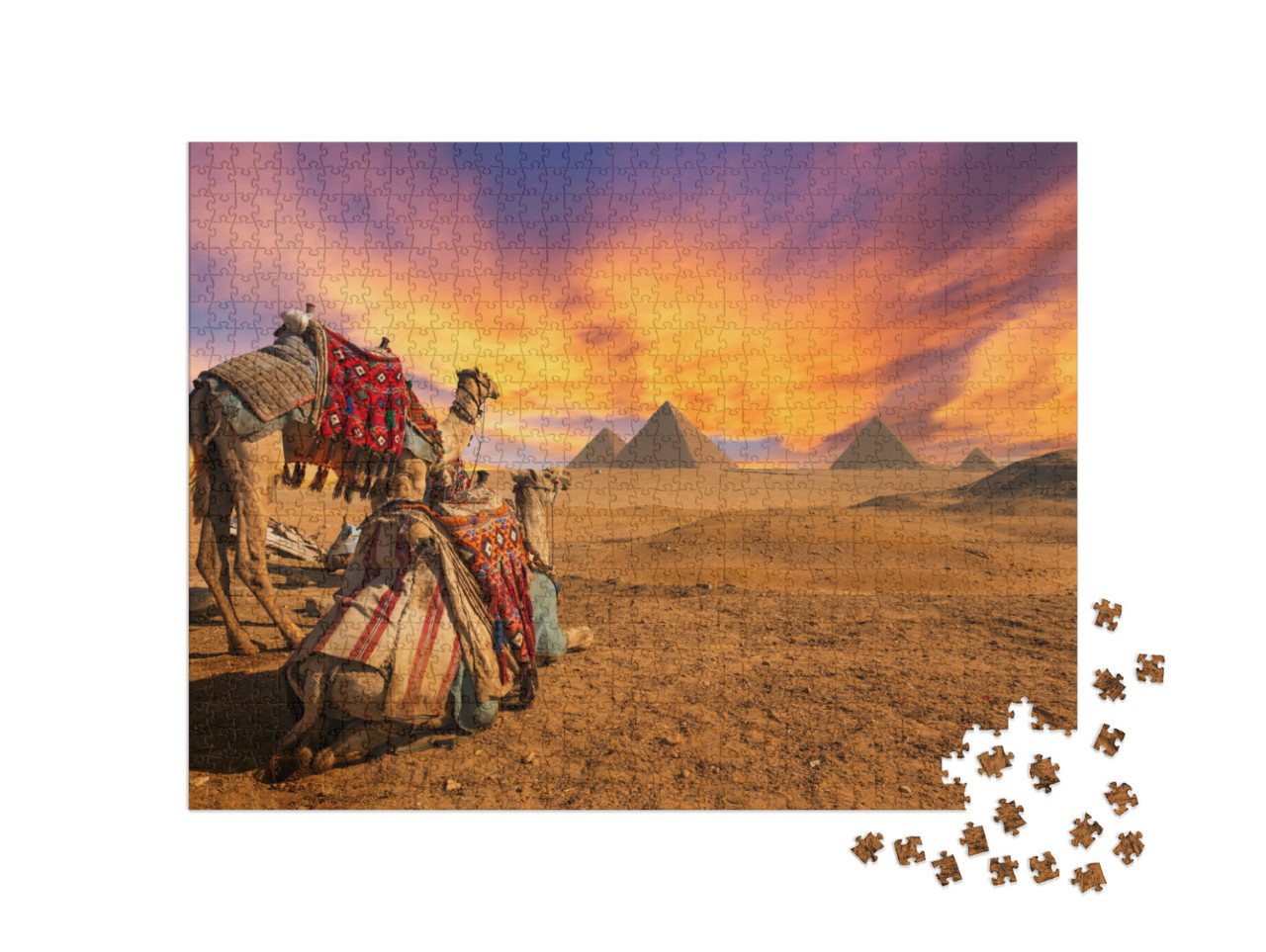 Puzzle 1000 Teile „Gesamtansicht der Pyramiden von Gizeh, Ägypten“