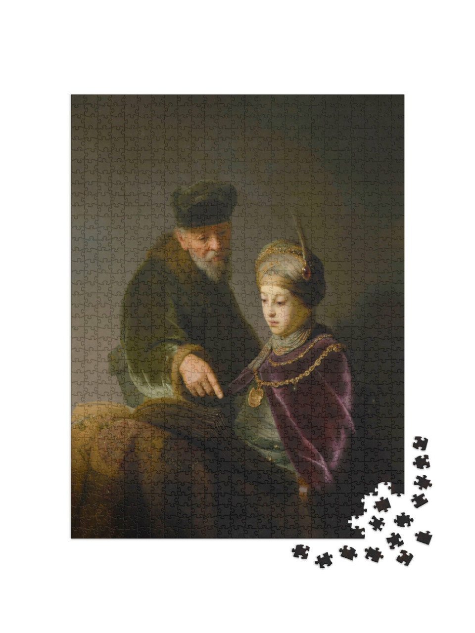 Puzzle 1000 Teile „Rembrandt - Ein junger Gelehrter und sein Tutor“