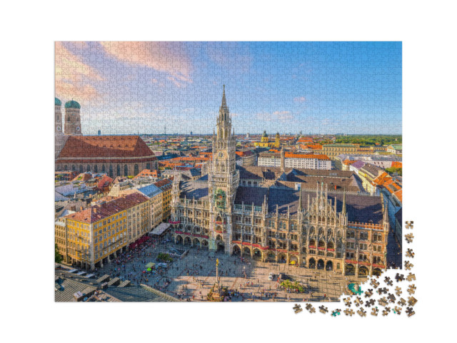 Puzzle 2000 Teile „München: Rathaus am Marienplatz“