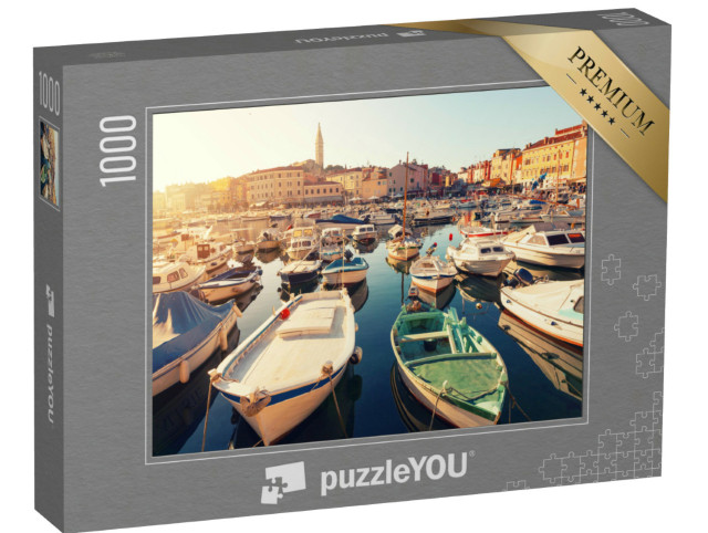 Puzzle 1000 Teile „Mittelalterliche Stadt Rovinj bei Sonnenuntergang, Kroatien“
