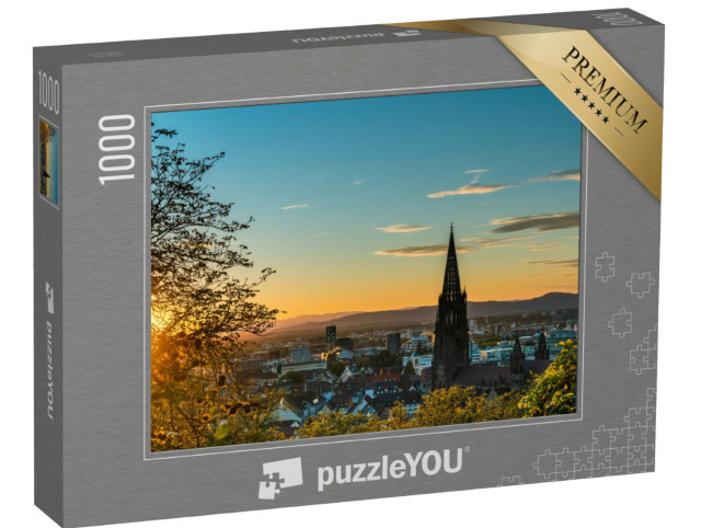 Puzzle 1000 Teile „Magischer Sonnenuntergang über Freiburg im Breisgau“