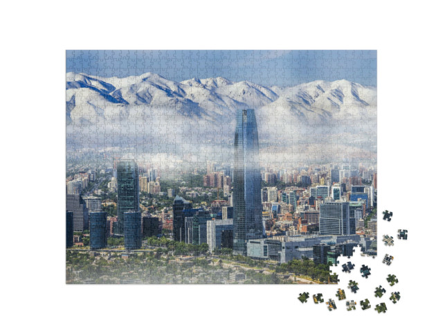 Puzzle 1000 Teile „Wolkenkratzern von Santiago, Chile“