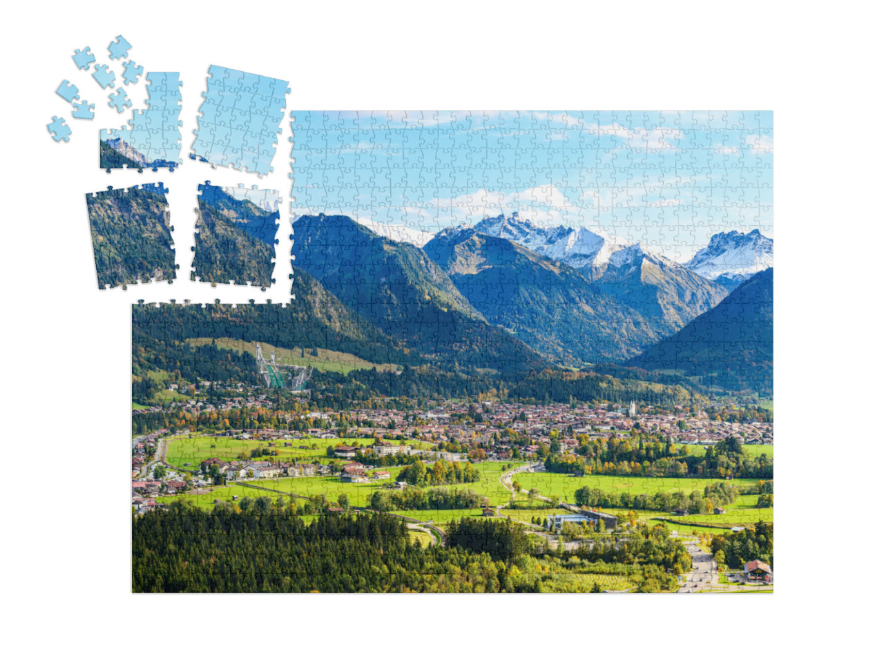 Puzzle „Panoramablick auf Oberstdorf im Allgäu“ | SMART SORTED® 1000 Teile