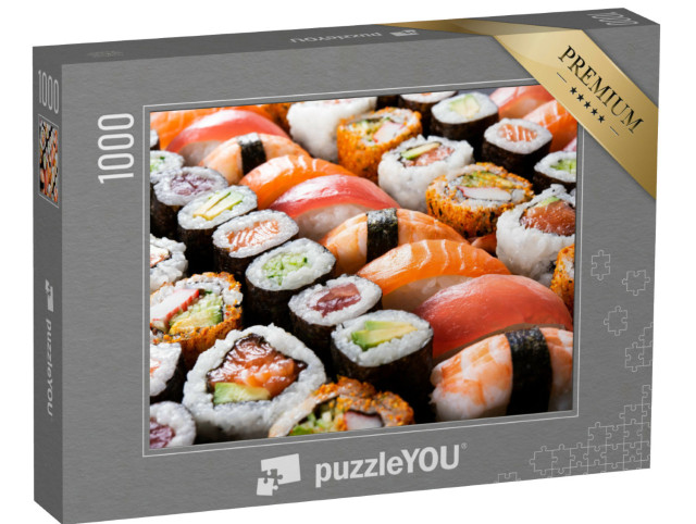 Puzzle 1000 Teile „Sushi-Auswahl aus Maki und Rollen mit Thunfisch“