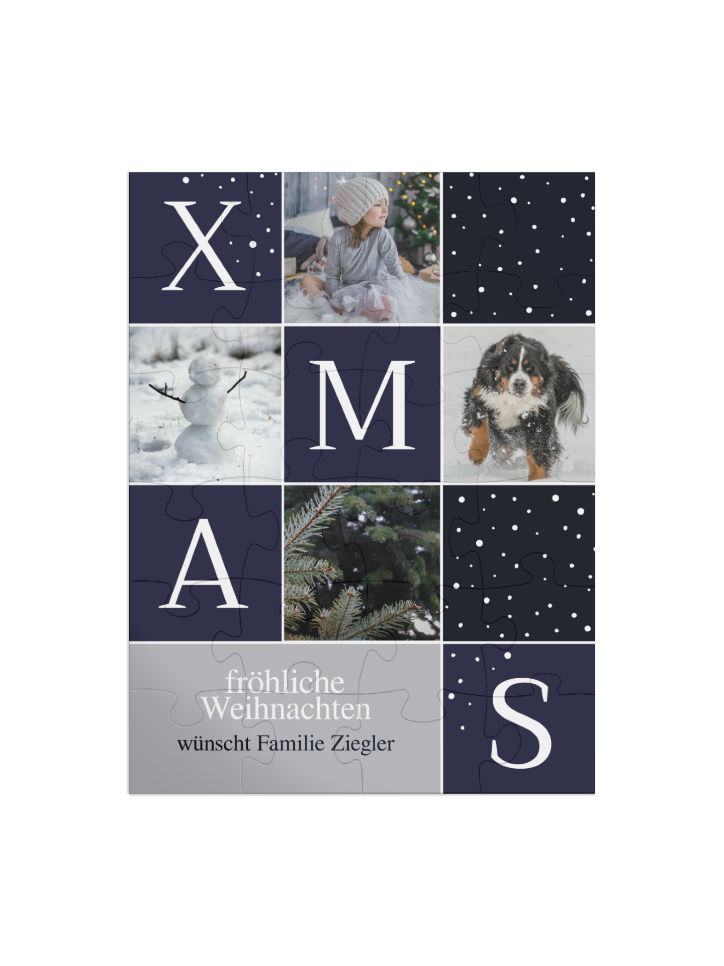 "Xmas" in Hochformat nachtblau